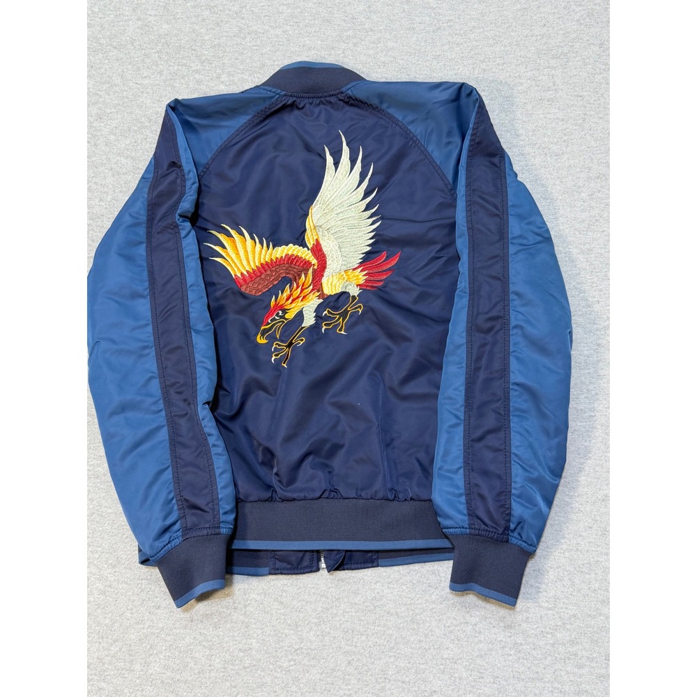 GAP Mens Souvenir Bomber Jacket Navy Blue Phoenix Embroidered Sukajan Size M